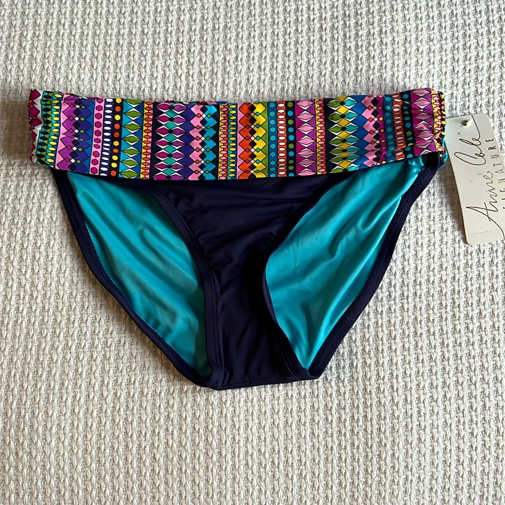 COPY - NWT ANNE COLE SMALL BIKINI SWIMSUIT BOTTOM NAVY & MULTICOLOR Desert Diam…
